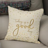 LINK CURIOOS - Throw Pillow - Text Art TODAY IS A GOOD DAY glittering gold