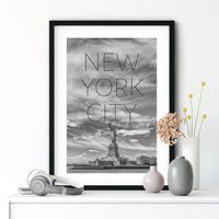 LINK iCANVAS - NYC Statue Of Liberty Text & Skyline